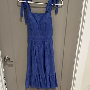 Blue Eyelet Tie-Shoulder Sundress